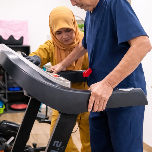 Assistance on the treadmill workout